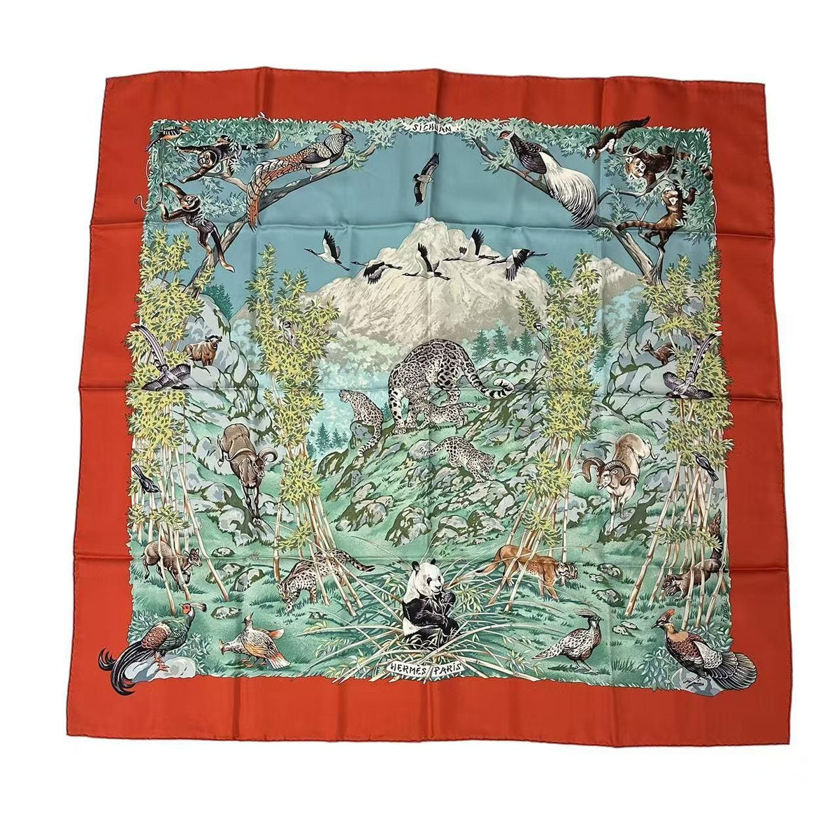 Hermes Scarf Silk Carre 90 Sichuan Orange
