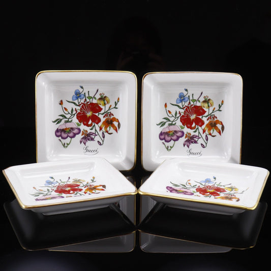 Gucci Square Ashtray Set Richard Dinori Collaboration Flower Vintage Ceramic