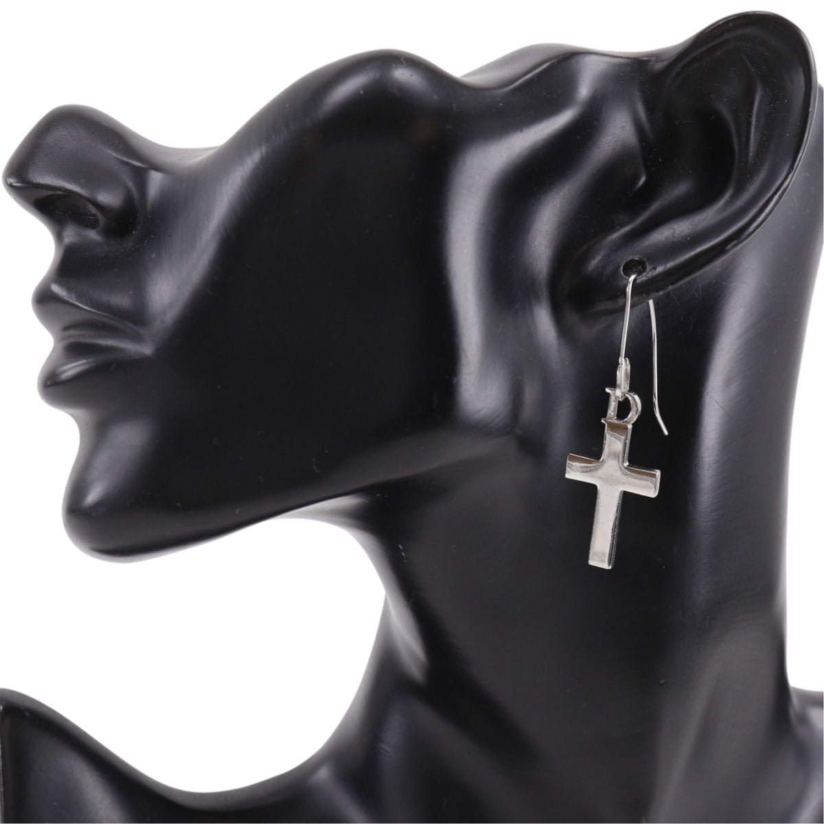 Dior Cross Metal Silver Earrings — view 2