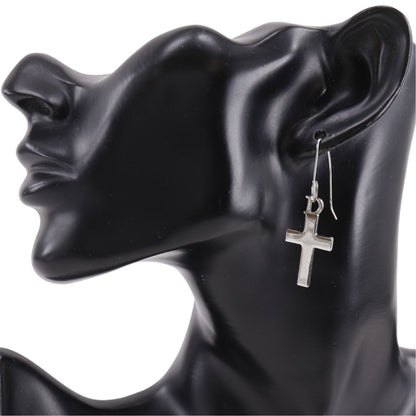 Dior Cross Metal Silver Earrings — view 2