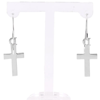 Dior Cross Metal Silver Earrings — view 3