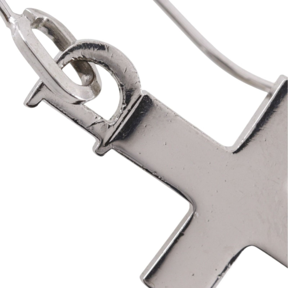 Dior Cross Metal Silver Earrings — view 6