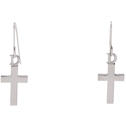 Dior Cross Metal Silver Earrings