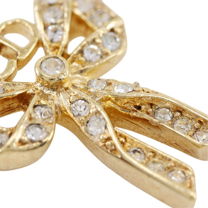 Dior Ribbon Gold Plated Rhinestone Necklace — view 8