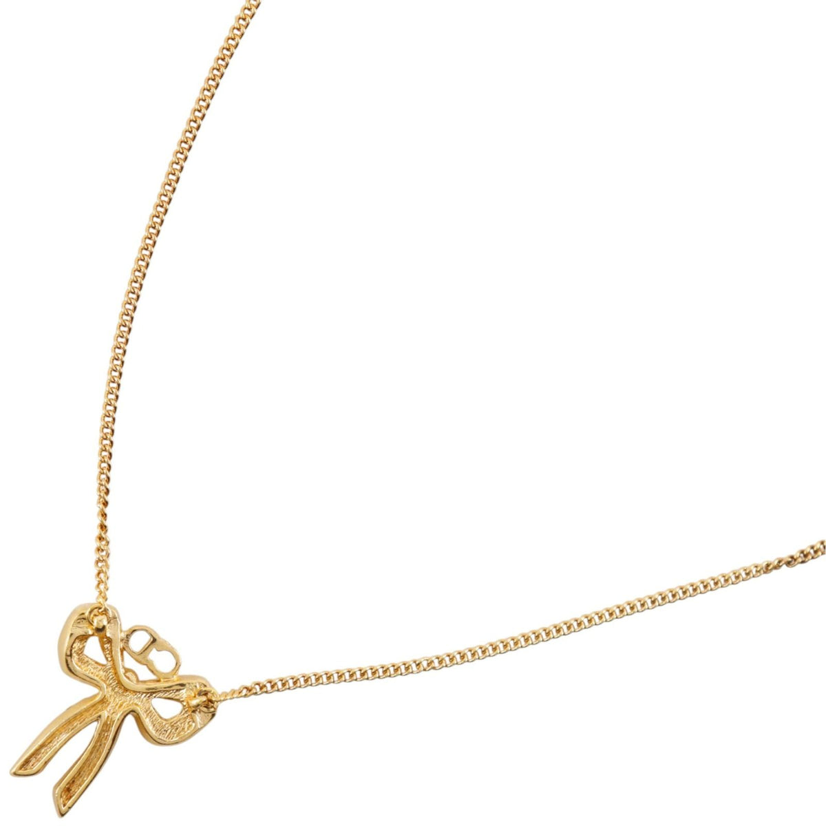 Dior Ribbon Gold Plated Rhinestone Necklace — view 3