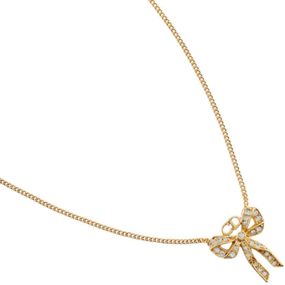 Dior Ribbon Gold Plated Rhinestone Necklace