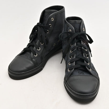Gucci Sneakers Dark Gray Black GG Pattern High Cut Leather — view 2