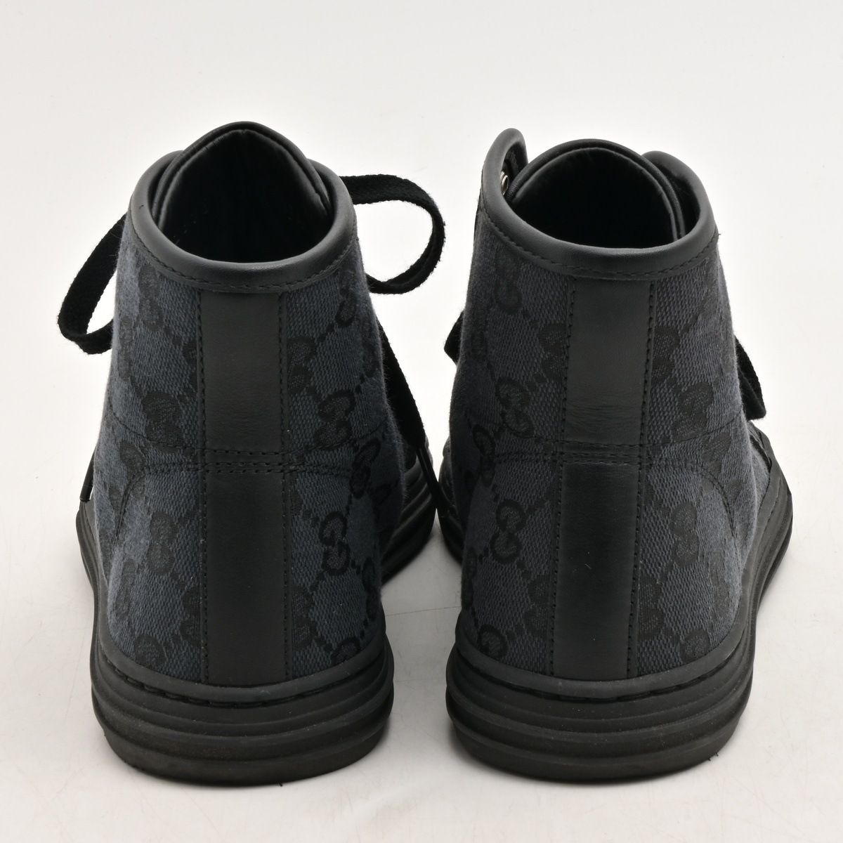 Gucci Sneakers Dark Gray Black GG Pattern High Cut Leather — view 3