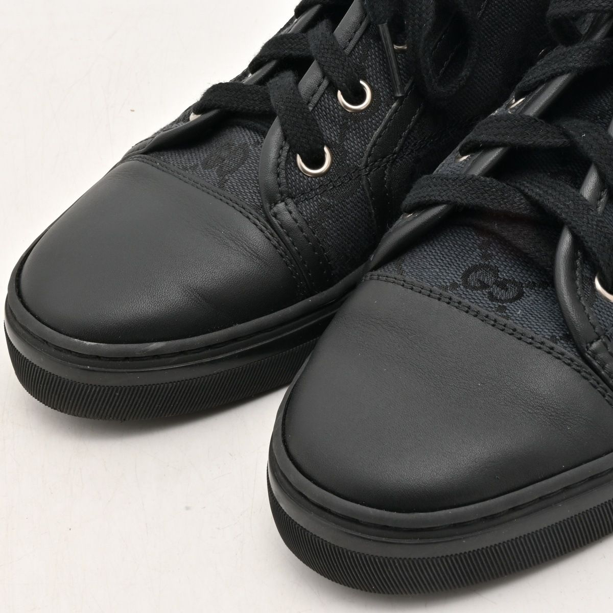 Gucci Sneakers Dark Gray Black GG Pattern High Cut Leather — view 7