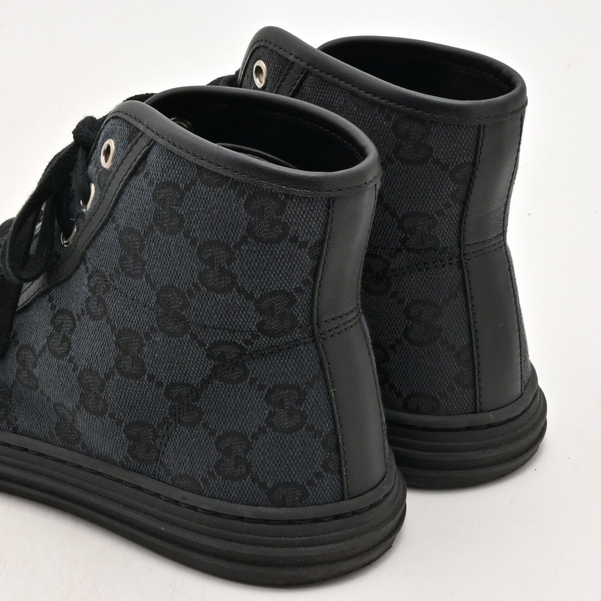 Gucci Sneakers Dark Gray Black GG Pattern High Cut Leather — view 8