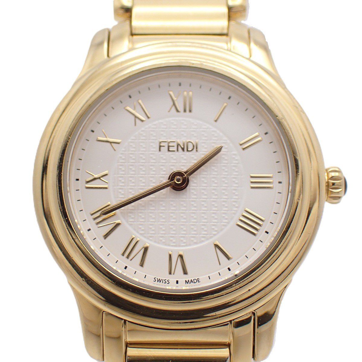 Fendi Quartz Gold White Dial Strap Watch