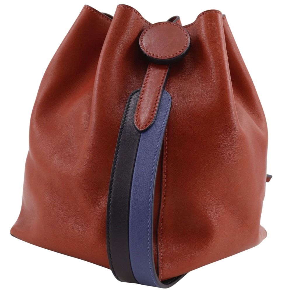 Hermes Licol 17 Bicolor Strap Leather Red Shoulder Bag — view 2