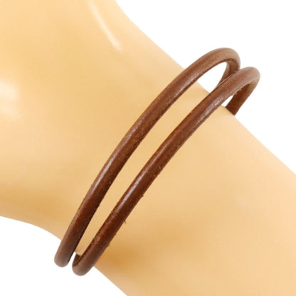 Hermes Tournis Tresse Leather Brown Silver Bracelet — view 3