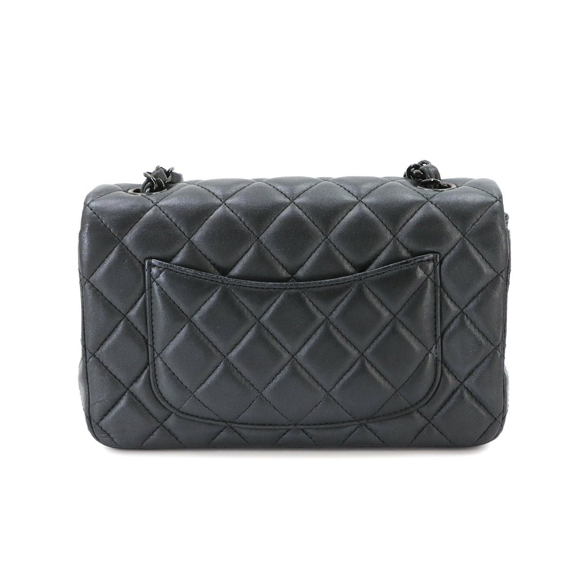 Chanel Mini Quilted 20 Chain Shoulder Bag Leather Gray Black — view 2