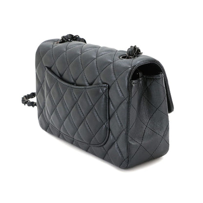 Chanel Mini Quilted 20 Chain Shoulder Bag Leather Gray Black — view 3