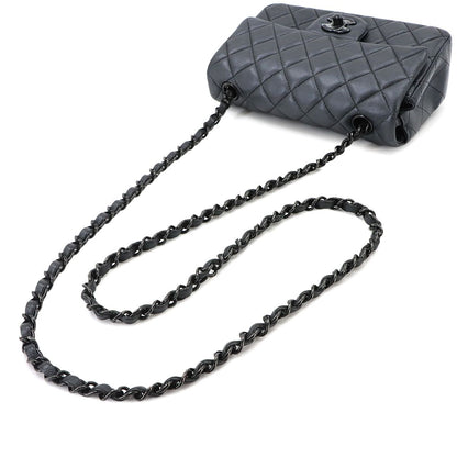 Chanel Mini Quilted 20 Chain Shoulder Bag Leather Gray Black — view 5