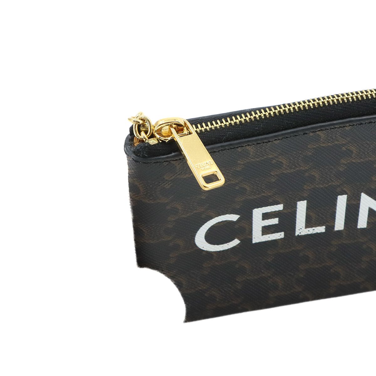Celine Triomphe Coin Purse Black Gold — view 6