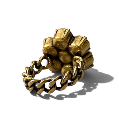 Gucci I7 Crystal Flower GG Marmont Gold Ring — view 5