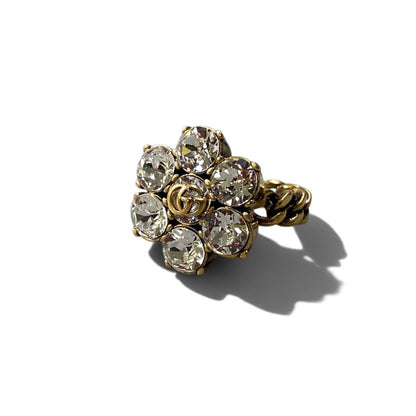 Gucci I7 Crystal Flower GG Marmont Gold Ring — view 2
