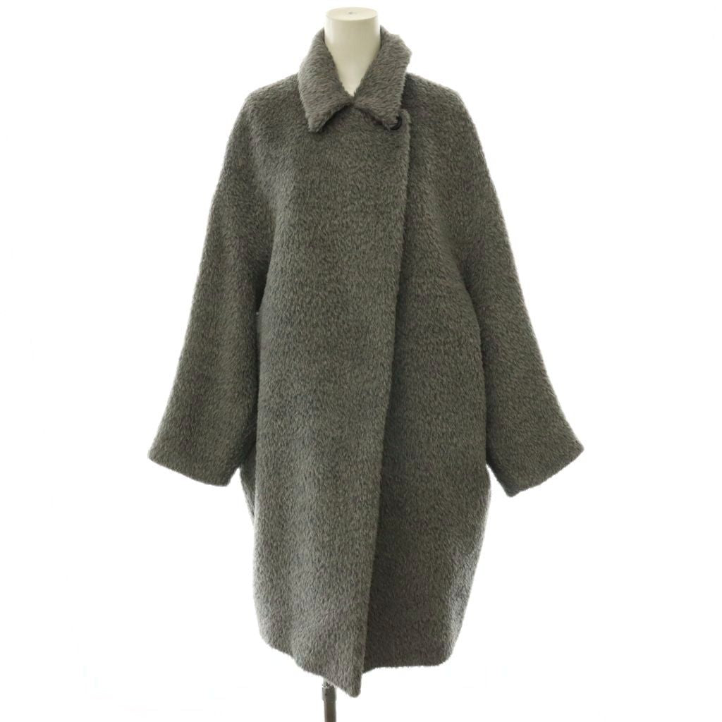 Max Mara Studio Alpaca Wool Shaggy Coat Long Gray 40