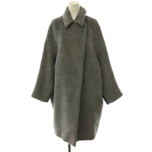 Max Mara Studio Alpaca Wool Shaggy Coat Long Gray 40