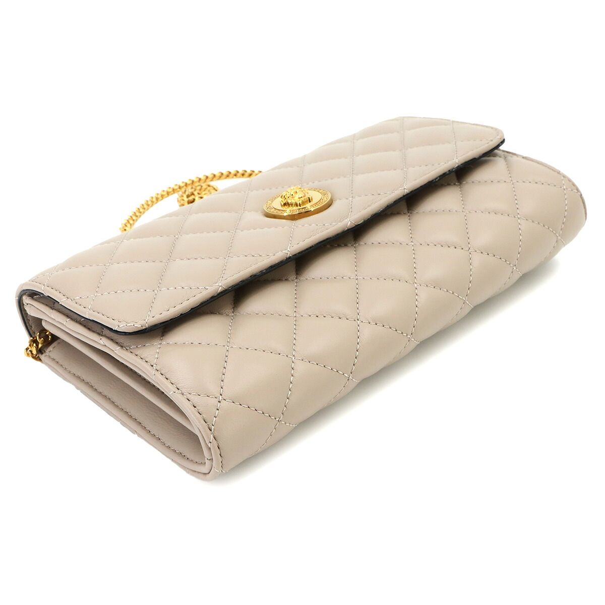 Versace Medusa Quilted Shoulder Bag Leather Beige Gold — view 5