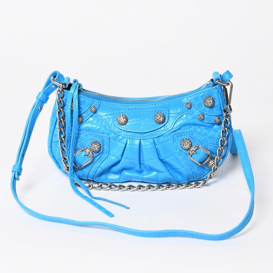 Balenciaga Le Cagole Mini Chain Shoulder Bag Sky Blue