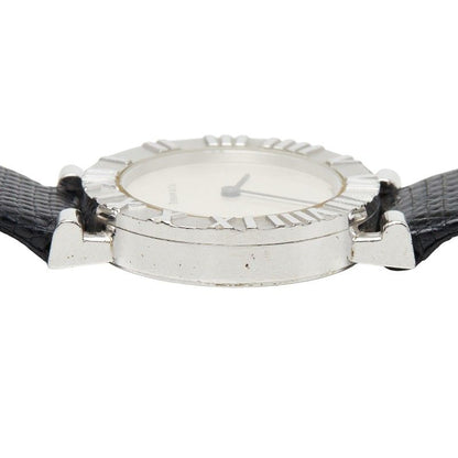 Tiffany & Co Atlas 2 Needle Watch Silver Black 925 Sterling Leather — view 4
