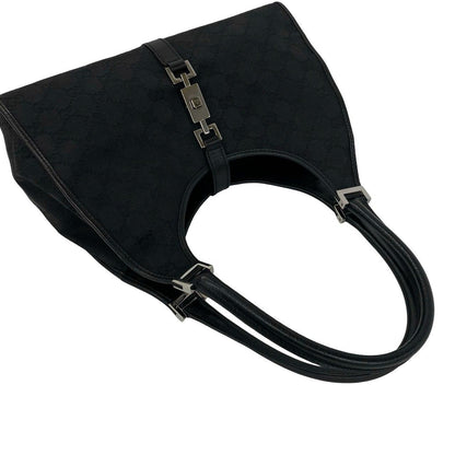 Gucci Jackie GG Canvas Leather Shoulder Bag Black — view 4