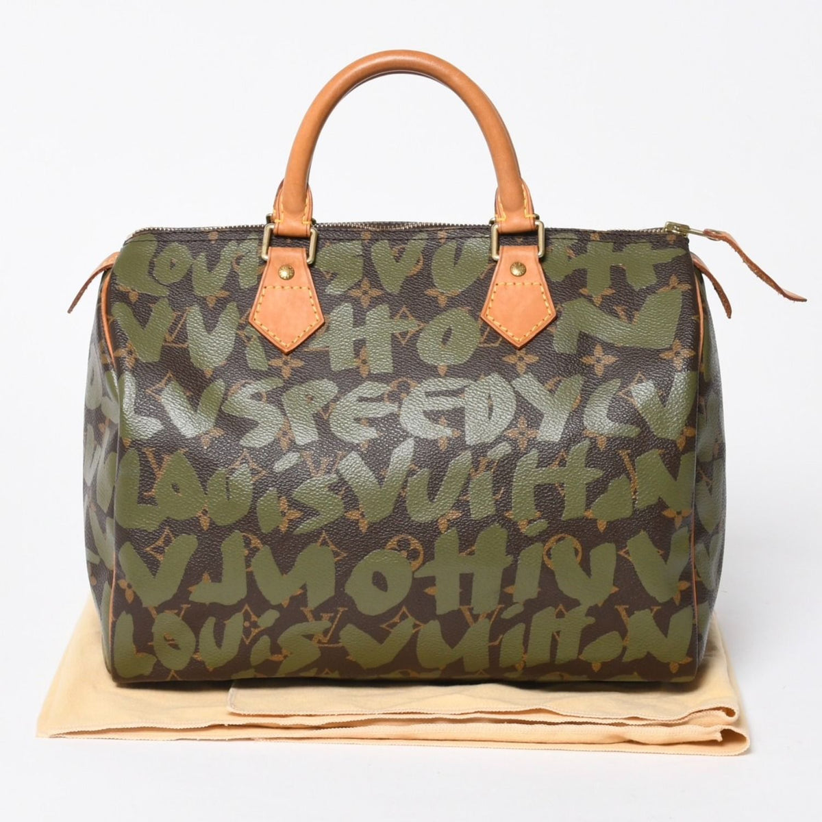 Louis Vuitton Handbag Speedy 30 Monogram Graffiti Khaki Gold