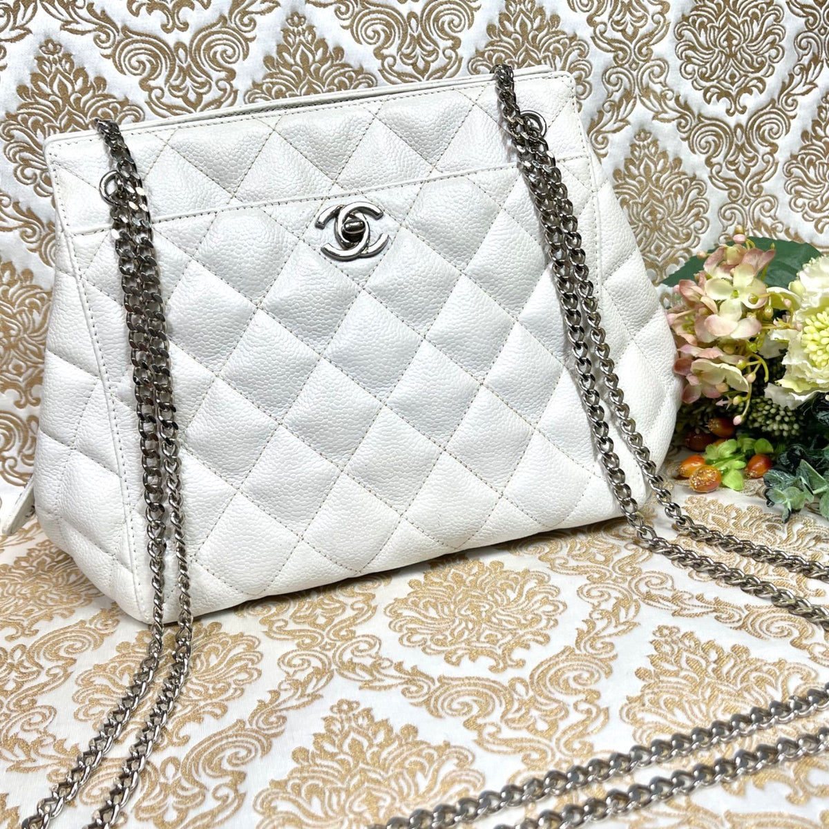 Chanel Caviar Leather Quilted CC Logo