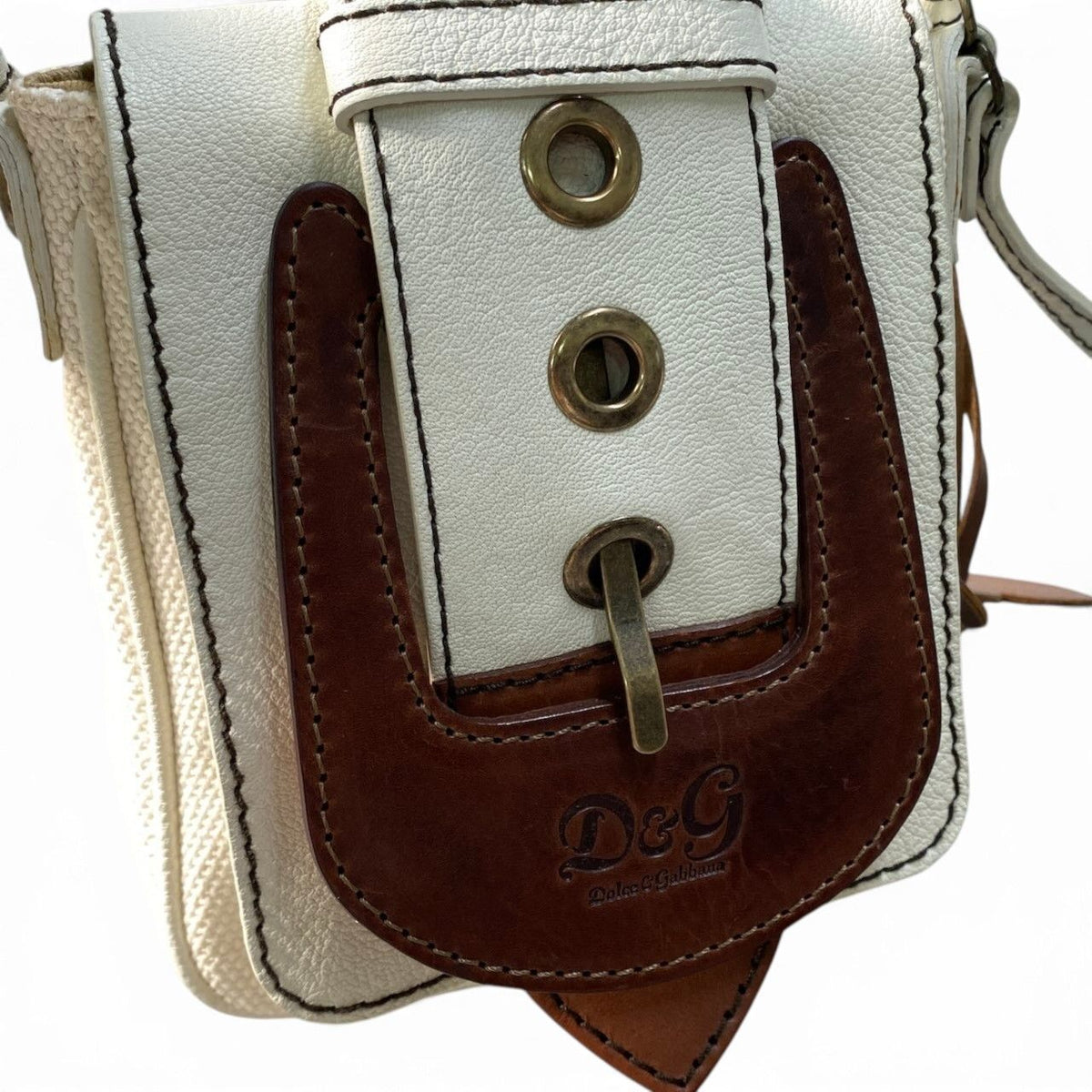 Dolce & Gabbana I7 Leather Buckle Shoulder Pouch Vintage Poach D&G White Charm — view 7