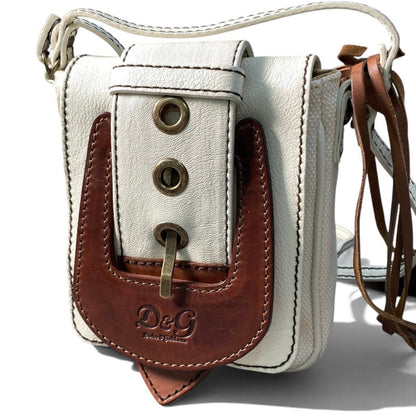 Dolce & Gabbana I7 Leather Buckle Shoulder Pouch Vintage Poach D&G White Charm — view 2