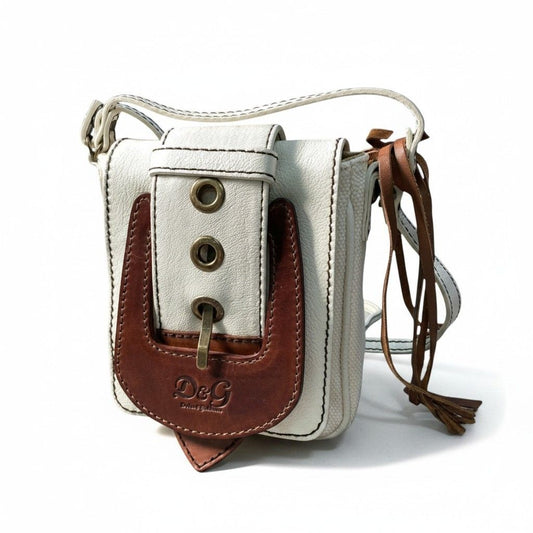 Dolce & Gabbana I7 Leather Buckle Shoulder Pouch Vintage Poach D&G White Charm