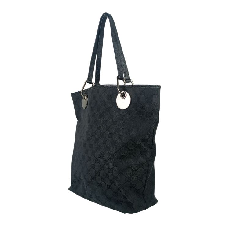 Gucci Tote Bag GG Canvas Black Silver — view 2