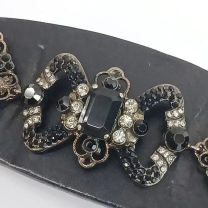 Dolce & Gabbana Belt Leather Buckle Ribbon Rhinestone Bijou 38/80 Black — view 6