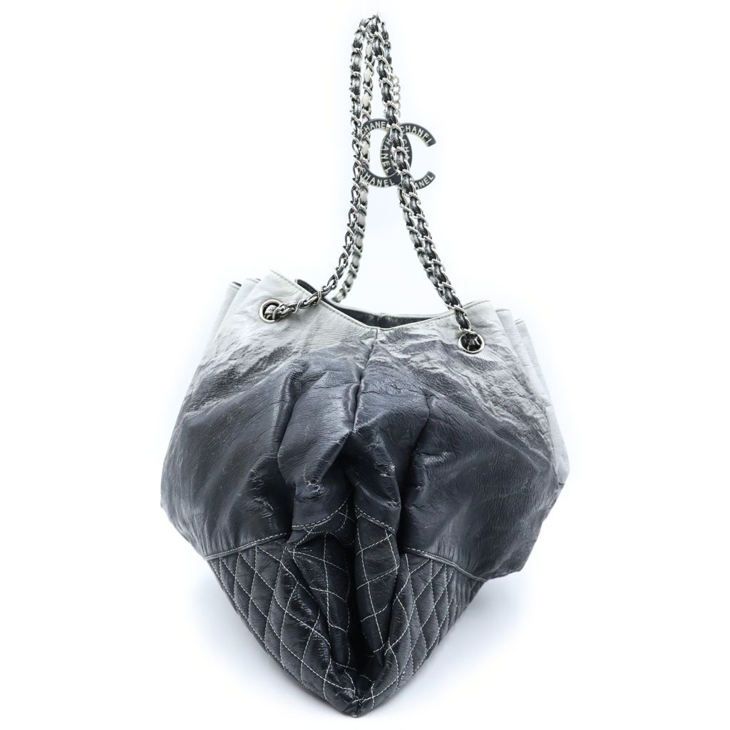 Chanel Melrose Cabas Chain 2-Way Tote Bag Gray Black Silver — view 3