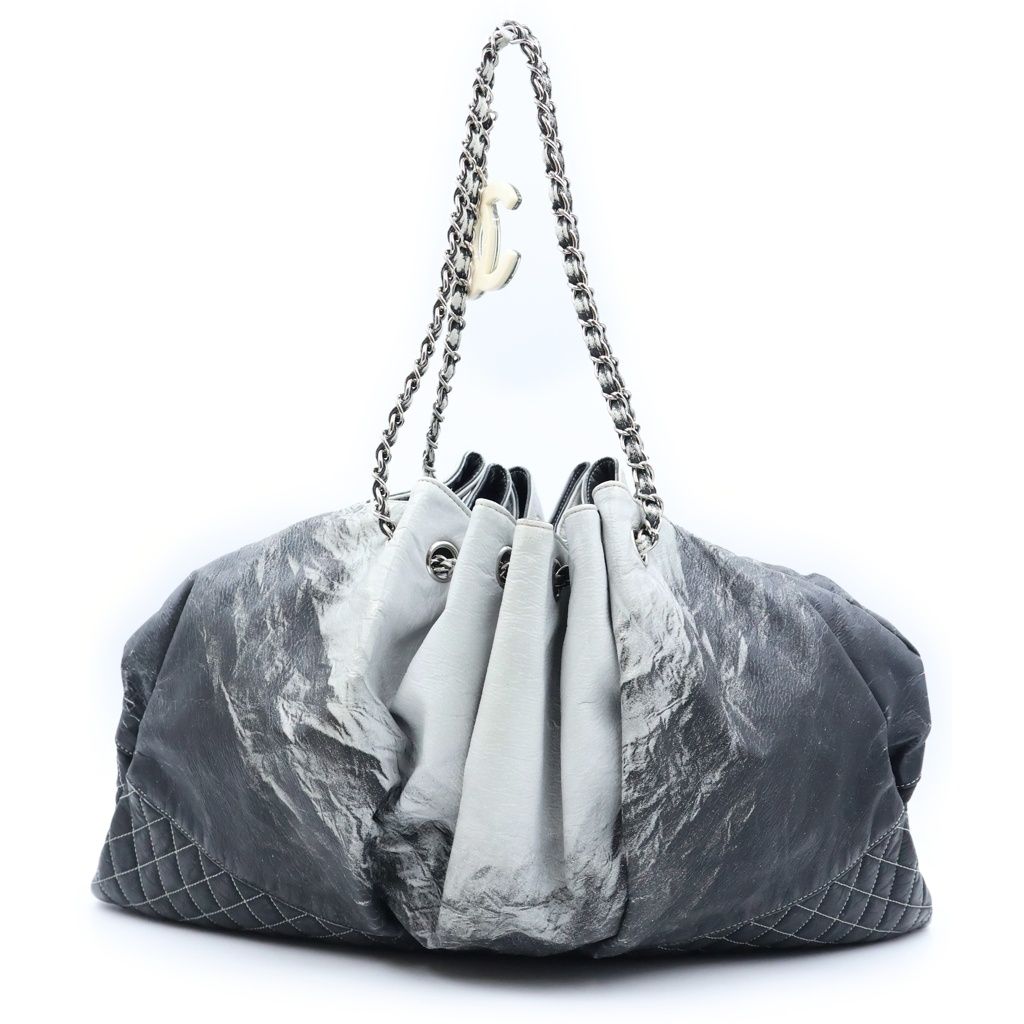 Chanel Melrose Cabas Chain 2-Way Tote Bag Gray Black Silver — view 2