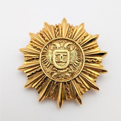 Chanel Brooch CC Logo Gold Emblem First Era Vintage