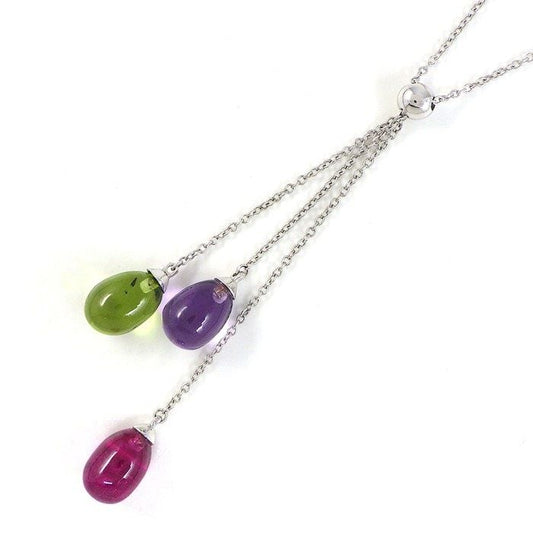 Tiffany & Co Necklace Rainbow Drop Swing Amethyst Tourmaline Peridot 18k White