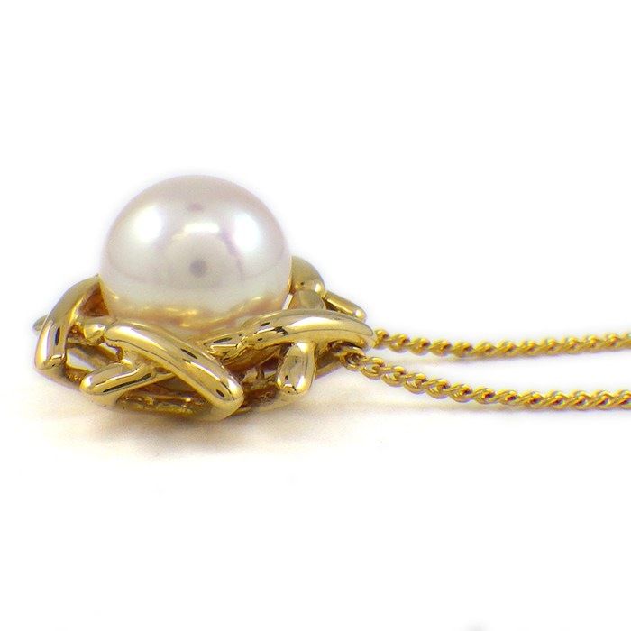 Tiffany & Co Necklace Kiss Around Pearl 7.0 Bead 18k Yellow Gold — view 3