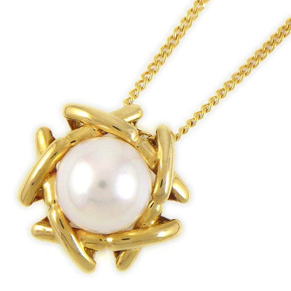 Tiffany & Co Necklace Kiss Around Pearl 7.0 Bead 18k Yellow Gold