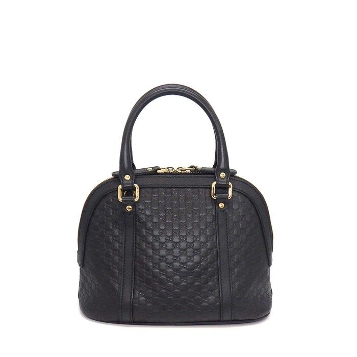 Gucci Shoulder Bag Mini Dome 2-Way Black Micro Guccissima Leather Gold — view 2