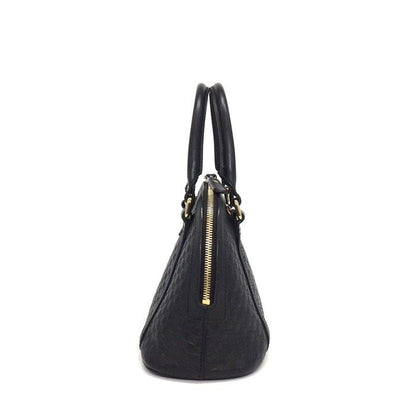 Gucci Shoulder Bag Mini Dome 2-Way Black Micro Guccissima Leather Gold — view 3