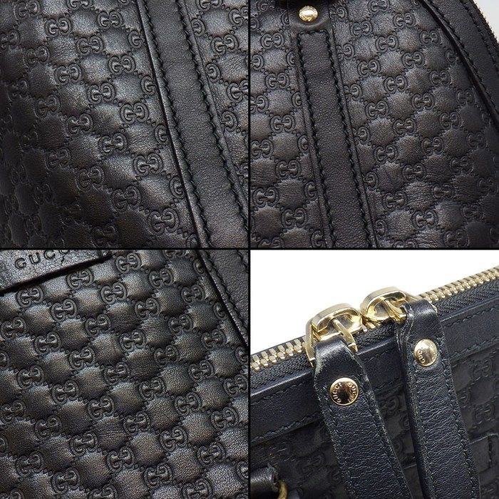 Gucci Shoulder Bag Mini Dome 2-Way Black Micro Guccissima Leather Gold — view 8