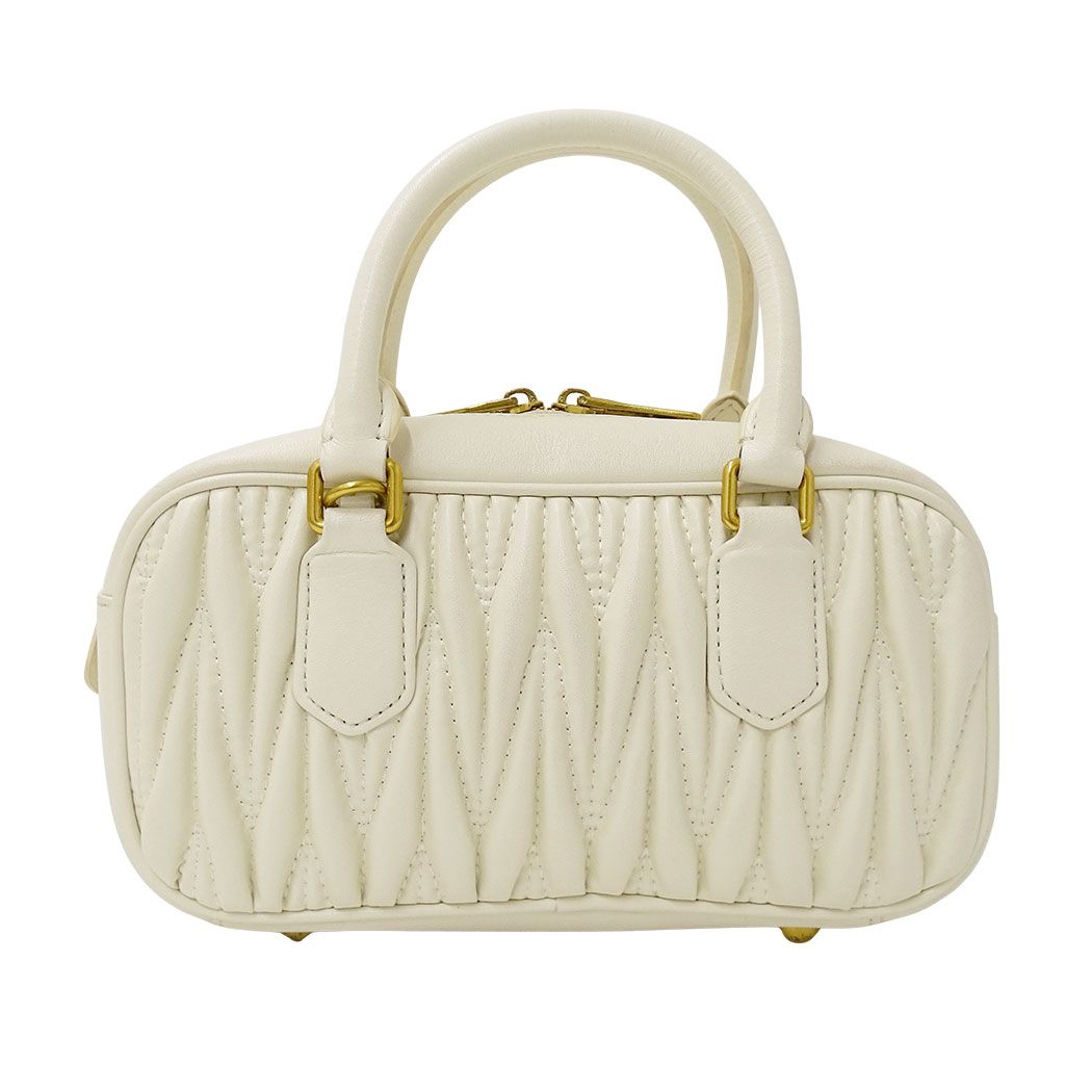 Miu Miu 2-Way Shoulder Bag Leather Arcadi Matelasse White Handle Small — view 2