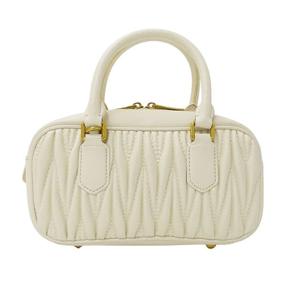 Miu Miu 2-Way Shoulder Bag Leather Arcadi Matelasse White Handle Small — view 2