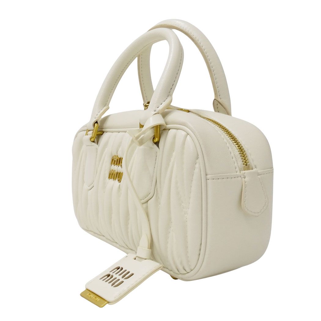 Miu Miu 2-Way Shoulder Bag Leather Arcadi Matelasse White Handle Small — view 4