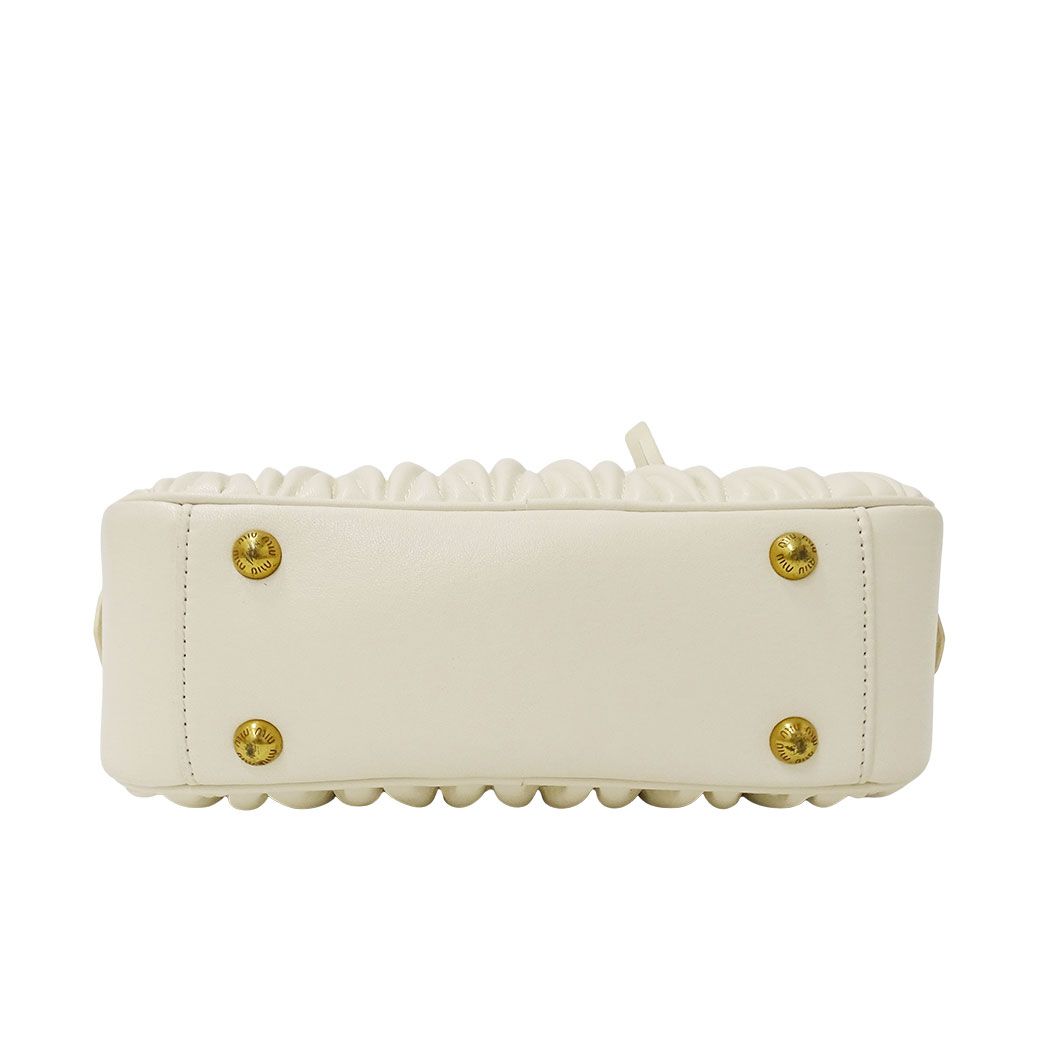 Miu Miu 2-Way Shoulder Bag Leather Arcadi Matelasse White Handle Small — view 3