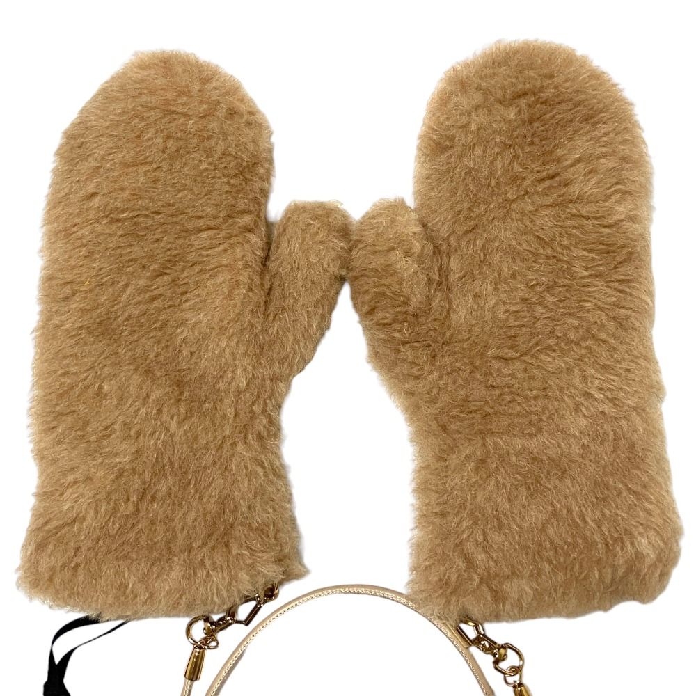 Max Mara Alpaca Cashmere Silk Blend Teddy Bear Mittens Gloves SM Beige — view 2
